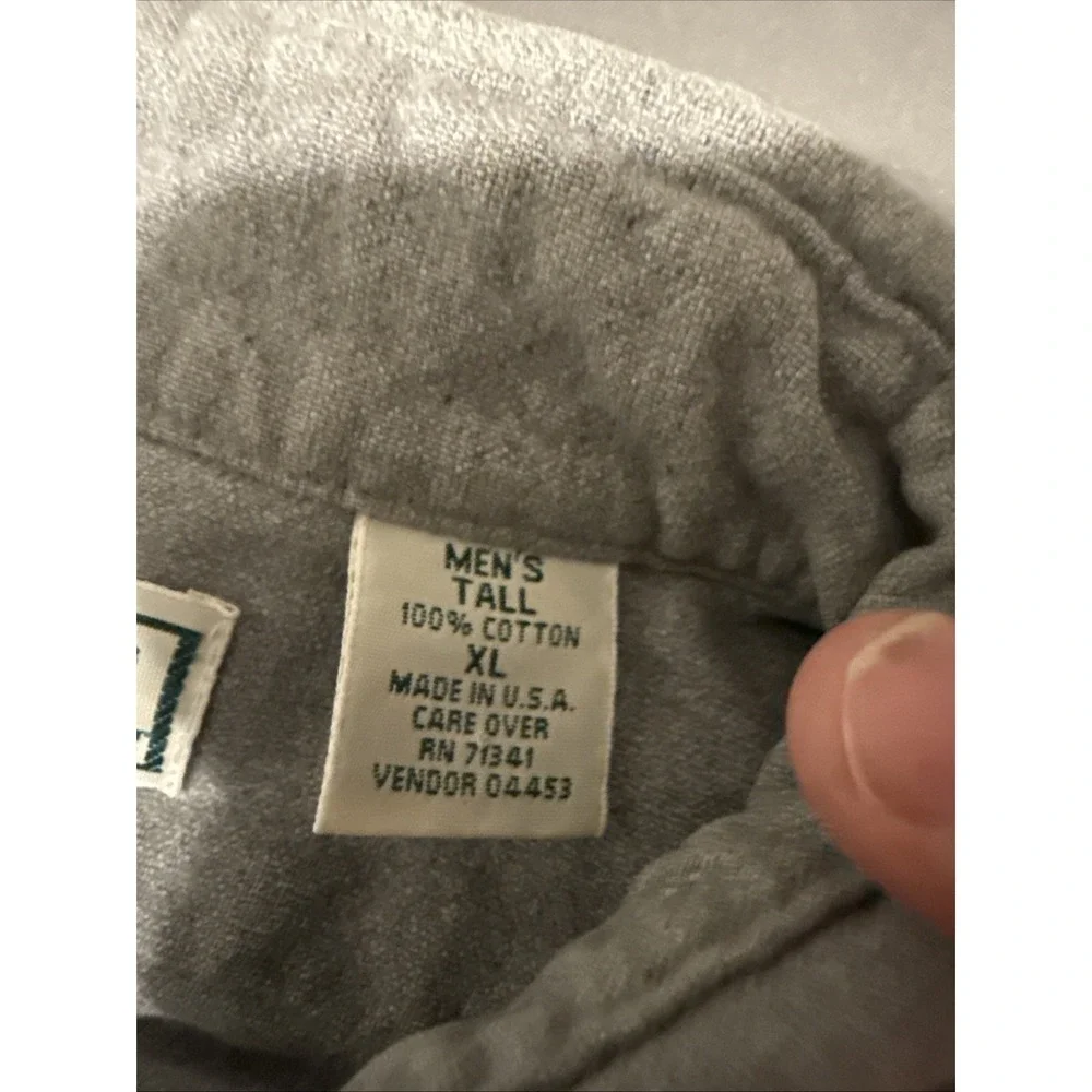 L.L. BEAN Vntg Men's Gray Chamois Cloth Made in USA Work Button Shirt XL - Picture 3 of 8